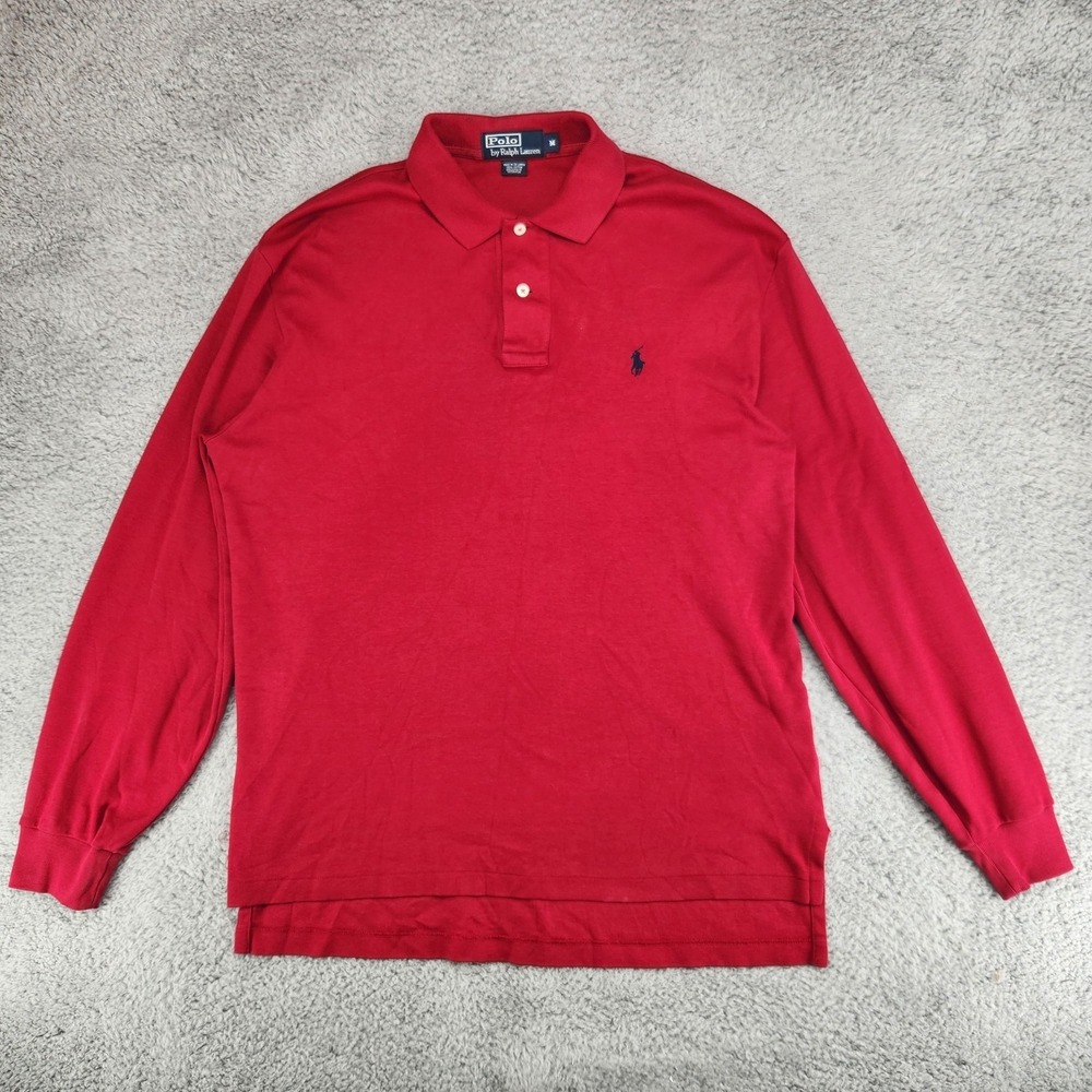 Polo Ralph Lauren Long Sleeve Rugby Polo Shirt Mens Size M Red
